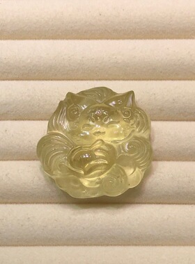 天然黄水晶九尾狐精工雕刻吊坠