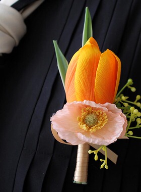 仿真花结婚婚礼郁金香胸花迎宾