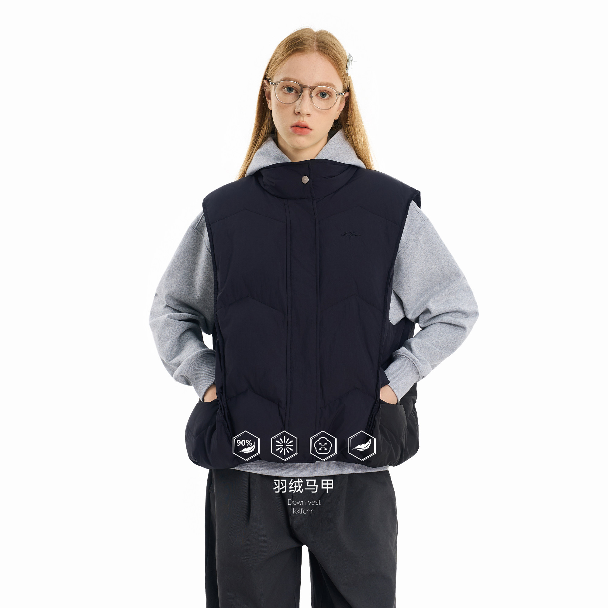 KXLFCHN空穴来风冬季新款结构羽绒马甲设计感大口袋宽松羽绒服女,淘宝优惠券,粉丝福利购,淘宝优惠卷