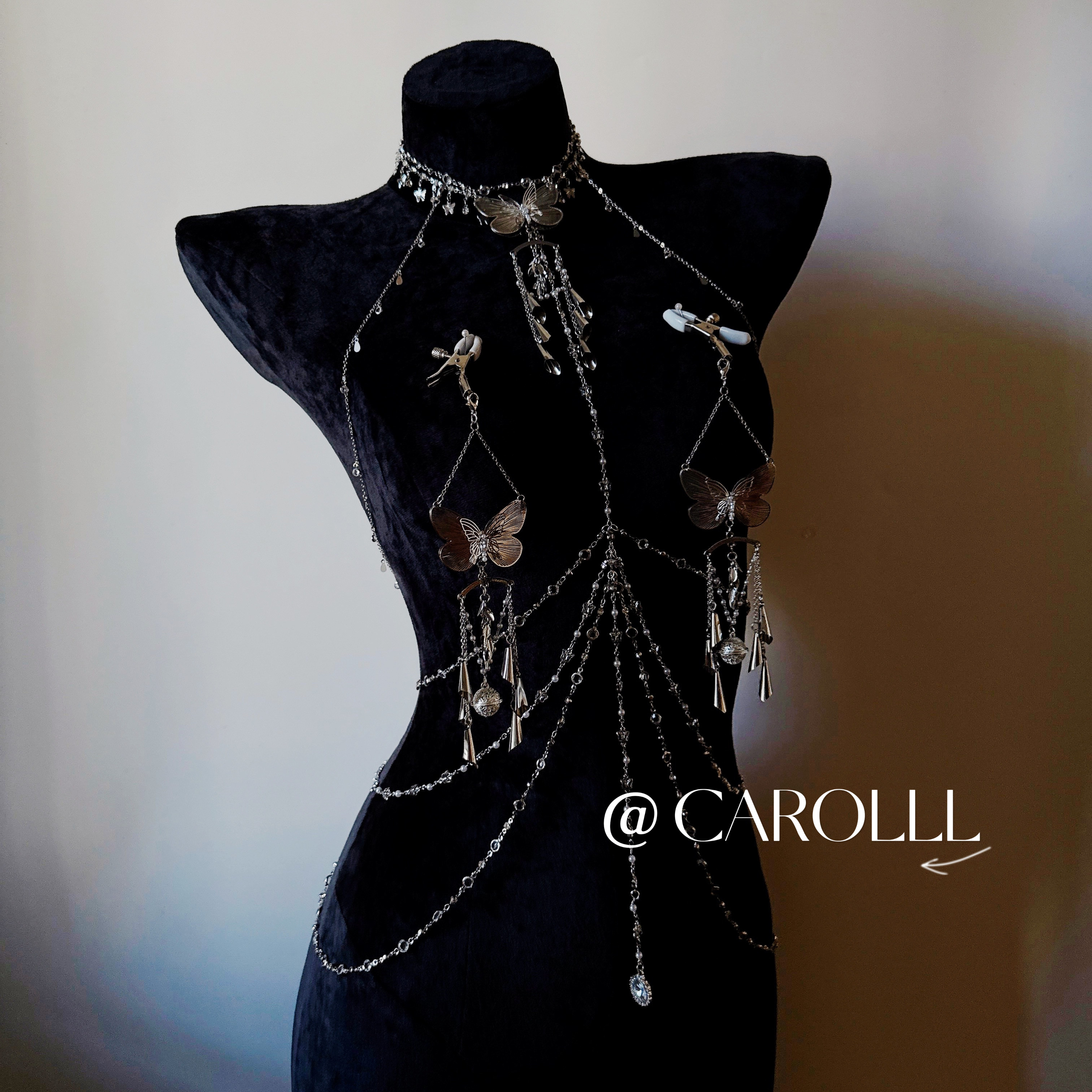 CAROLLL银色山泉|蝴蝶全身链性感身体链条可拆卸,淘宝优惠券,粉丝福利购,淘宝优惠卷