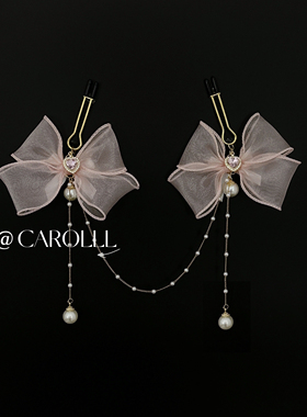 CAROLLL雪纱蝴蝶结爱心镶钻铃铛夹子