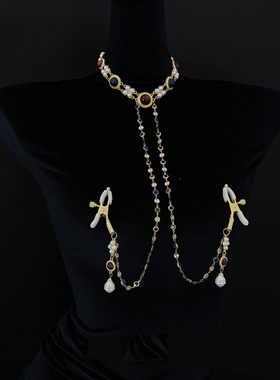 CAROLLL彩宝高级复古珍珠红宝石身体链定制项圈