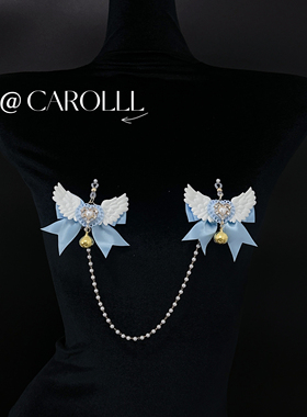 CAROLLL淡蓝的温柔回响_流苏蝴蝶结链条乳夹摇曳可爱