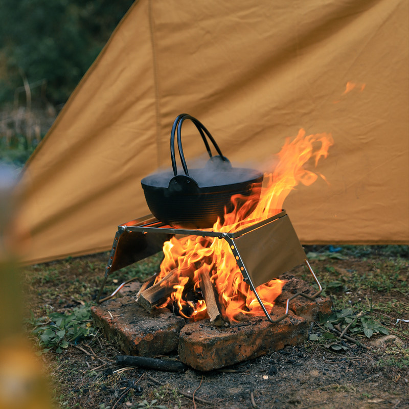 户外便携式304不锈钢炉头支架烧烤架 套锅烤盘折叠支架烤网送包 - 图0