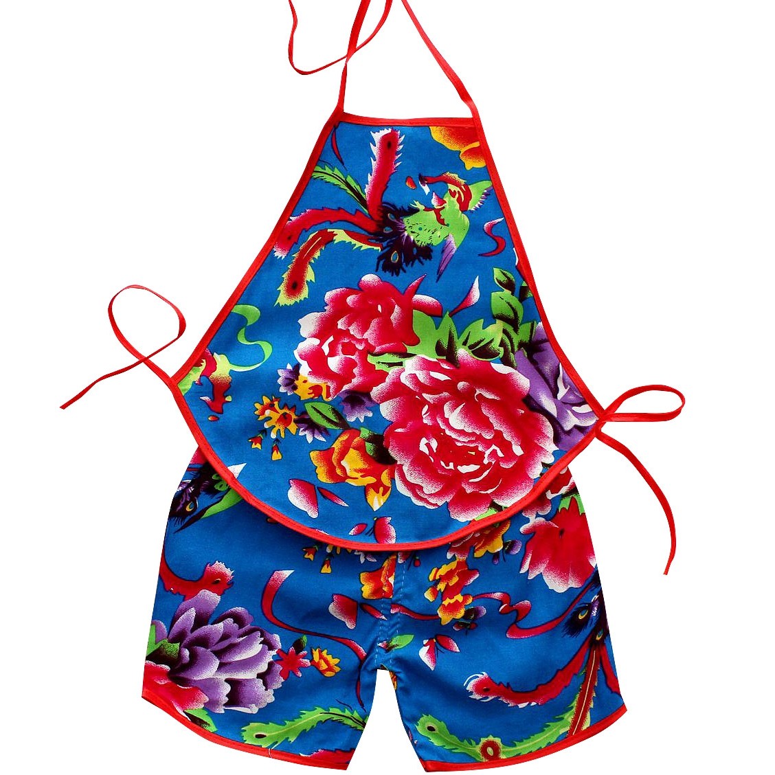 2018新款夏装棉绸宝宝唐装肚兜套装婴幼儿护