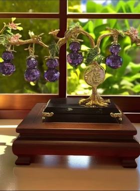 紫色水晶葫芦摆件客厅装饰品招财风水摆台桌面工艺品