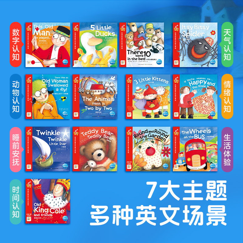 【点读版】Sing Along语感启蒙欢乐英文童谣全20册0-4岁孩子提升对英语语音的敏感度辨识能力培养孩子发散性思维激发想象力图画书