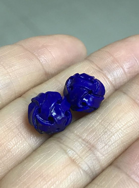 天然青金石镂空秀球珠纯手工雕刻