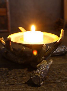 家居鹿角烛台桌面摆件纪念日