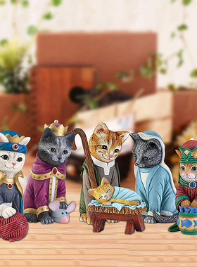 猫咪家族雕塑树脂摆件工艺品