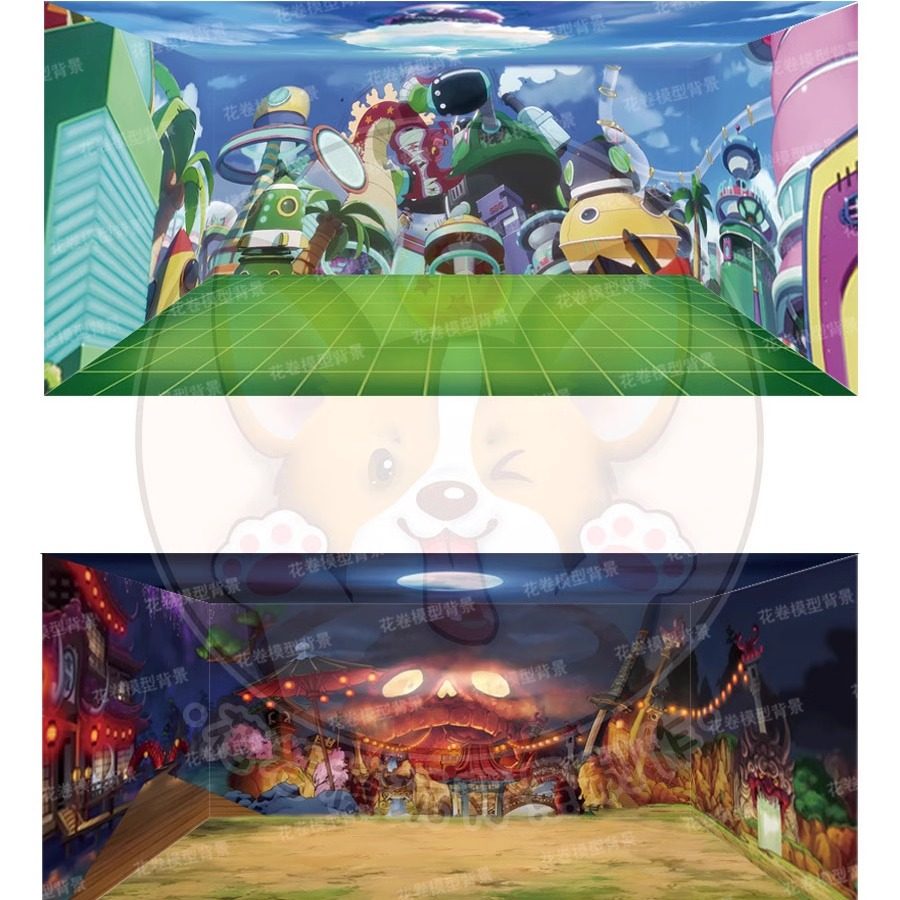 航海王/海贼王背景图蛋头岛手办盒贴纸展柜背景摄影场景布景制作,淘宝优惠券,粉丝福利购,淘宝优惠卷