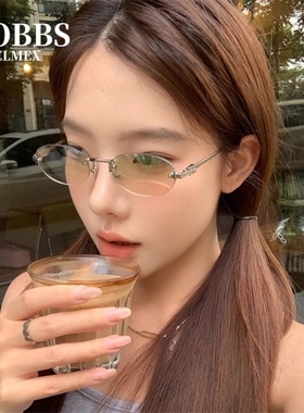 无框眼镜女款老钱风高级感