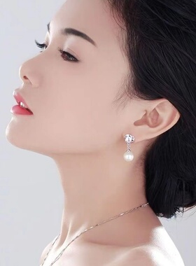 硅胶无痛耳夹无耳洞女高级感耳环淡水仿珍珠新款耳饰耳钉法式耳夹