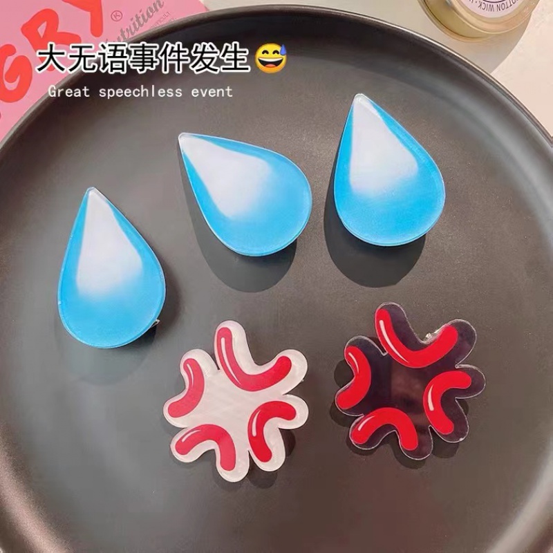 大无语发卡表情包流汗水滴夹子emoji汗滴黄豆卡子一滴汗发夹发饰-图1