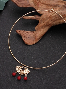 璎珞项圈明制汉服配饰长命锁吊坠铃铛古风项链唐风坦领项饰颈饰