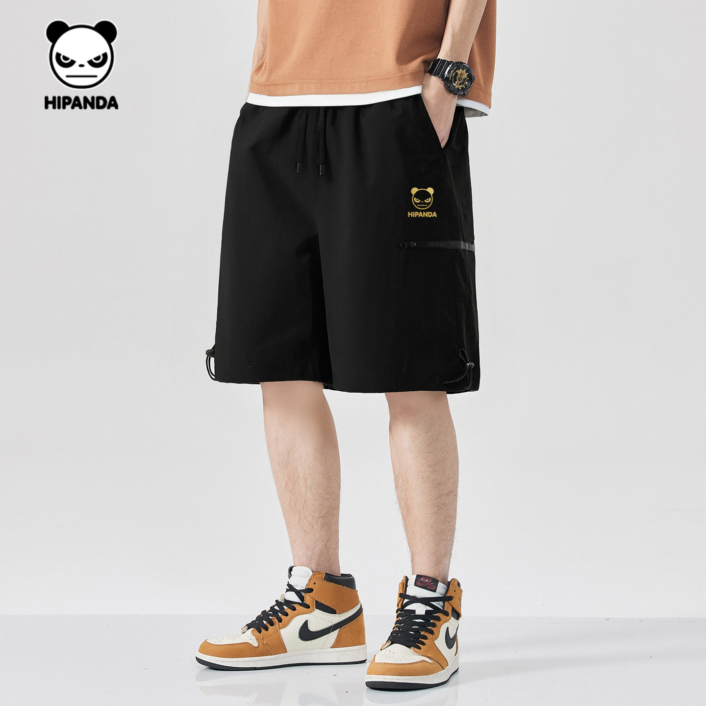Hipanda你好熊猫凉感防晒运动短裤男2026夏季新款轻薄透气五分裤C,淘宝优惠券,粉丝福利购,淘宝优惠卷