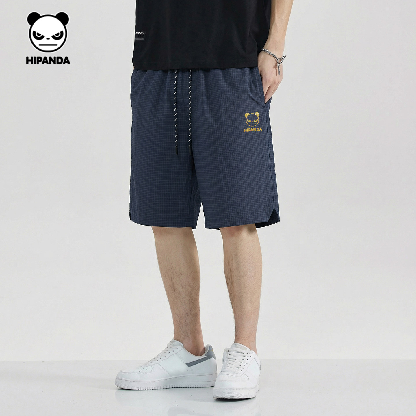 Hipanda你好熊猫户外五分裤男宽松薄款系绳休闲短裤2026春季新款,淘宝优惠券,粉丝福利购,淘宝优惠卷