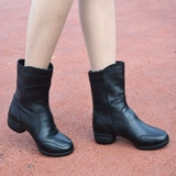 Флисовые демисезонные танцующие дышащие туфли, современные ботинки, из натуральной кожи, мягкая подошва