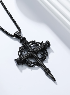 全饰爱时尚荆棘花环十字架项链