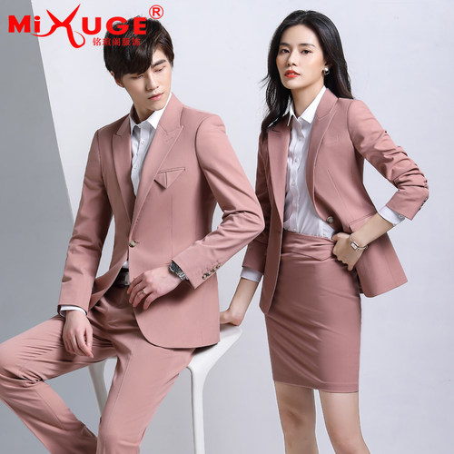 黑色西装外套女春秋职业套装男女同款正装三件套小西服工作服气质 - 图1