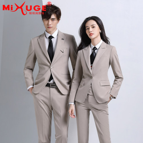 黑色西装外套女春秋职业套装男女同款正装三件套小西服工作服气质 - 图0