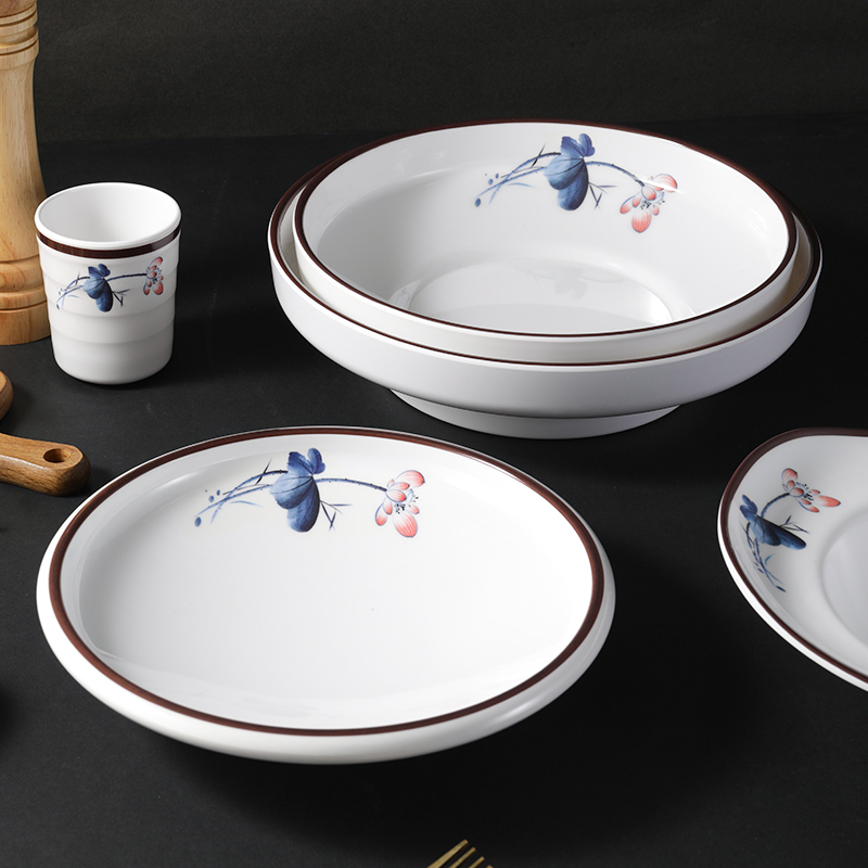 密胺深盘子汤盘草帽盘仿瓷塑料餐具餐厅饭店菜盘酸菜鱼盘子商用 - 图1