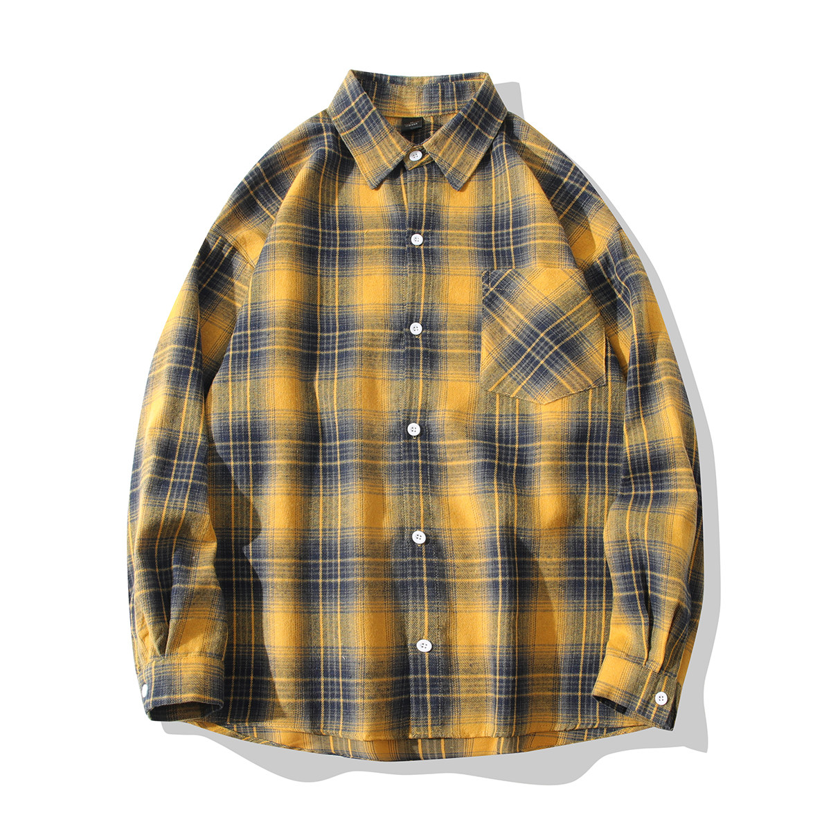 春秋新款男士复古潮流格子衬衫潮流宽松百搭休闲长袖衬衣青年上衣,淘宝优惠券,粉丝福利购,淘宝优惠卷