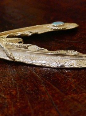 原创手工复古银饰印第安羽毛吊坠