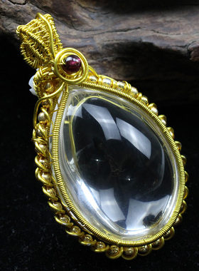 如鸿男女白水晶吊坠毛衣链