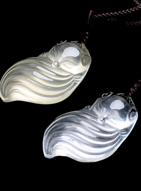 如鸿男女白水晶美人狐狸吊坠