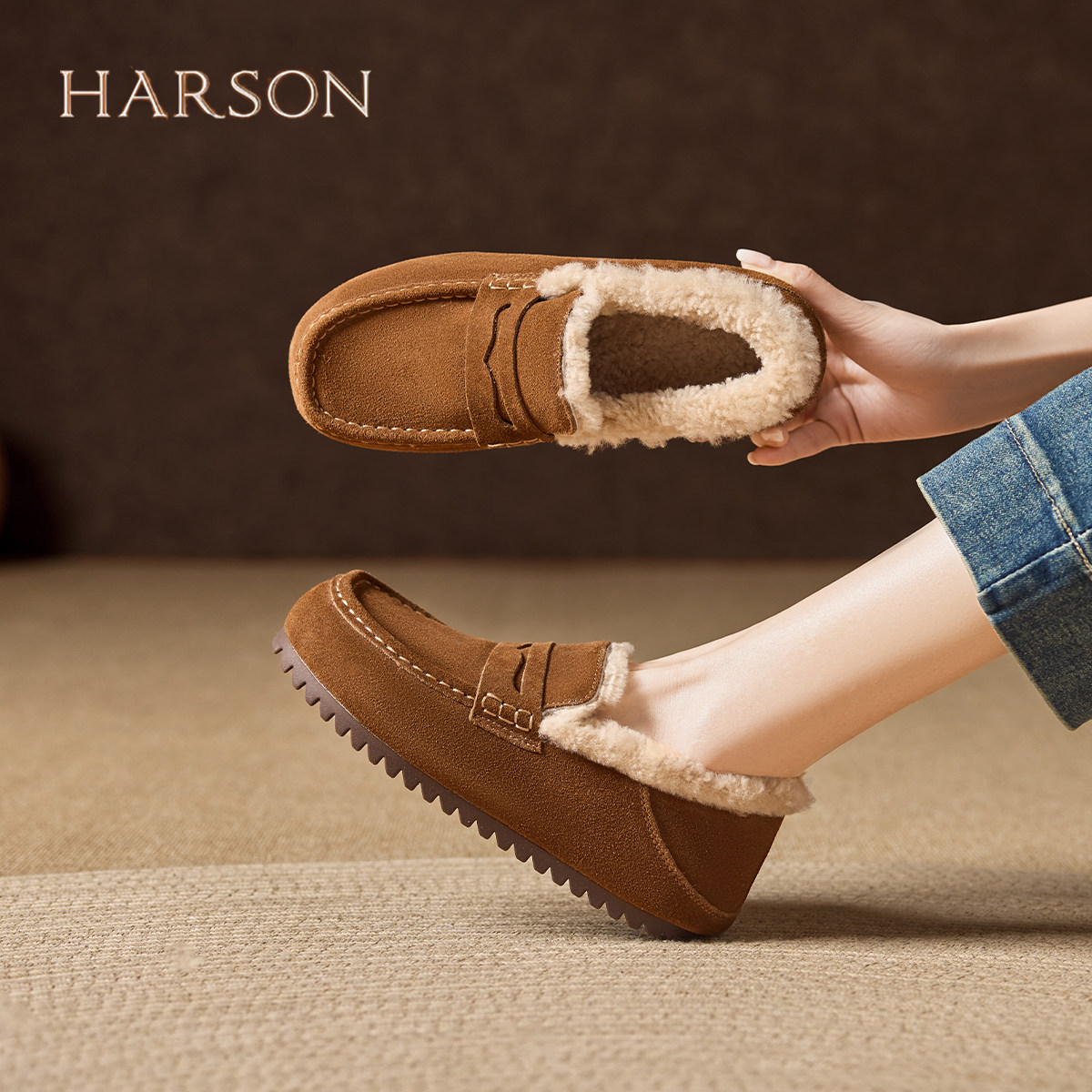 哈森复古加绒勃肯鞋女25爆款一脚蹬懒人保暖两穿棉鞋毛毛鞋单鞋,淘宝优惠券,粉丝福利购,淘宝优惠卷