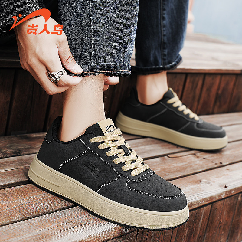 贵人鸟休闲鞋男鞋2026新款黑色鞋子男冬冬季复古低帮厚底板鞋男款,淘宝优惠券,粉丝福利购,淘宝优惠卷
