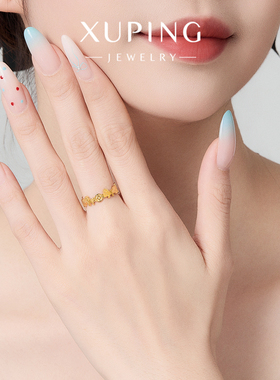 旭平马驮万贯仿黄金色小马铜钱开口戒指复古新中式气质食指戒5码