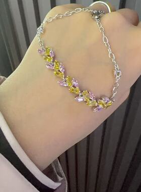 旭平彩色麦穗半圈手链女轻奢小众设计高级感手饰送闺蜜生日礼物