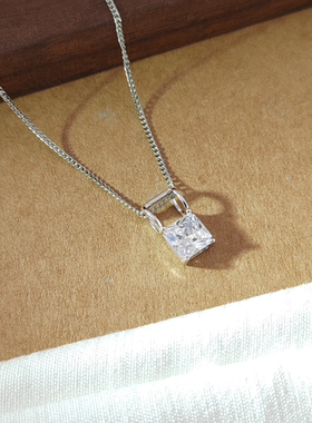 旭平单颗方形人造石简约款项链