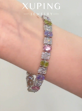 楠楠彩宝系列时尚闪烁糖果方形拼接手链女重工轻奢高级感闪耀手饰