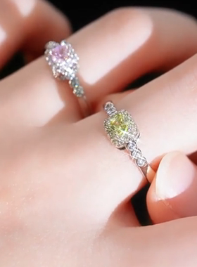 旭平时尚方形简约易搭小方糖气质微镶人造石戒指食指环