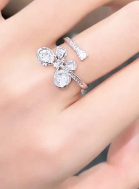 旭平立体蝴蝶结开口戒指女甜美高级感气质食指戒轻奢质感小众指环