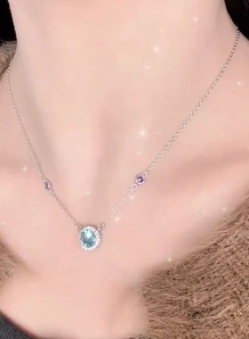 旭平包边蓝色微镶圆形项链易搭通勤千金氛围感优雅太阳花锁骨链