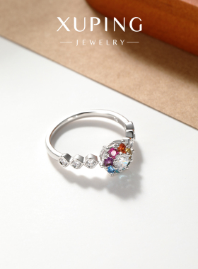 旭平【彩虹】微镶蜂窝彩色戒指小众高级感食指戒时尚轻奢气质指环