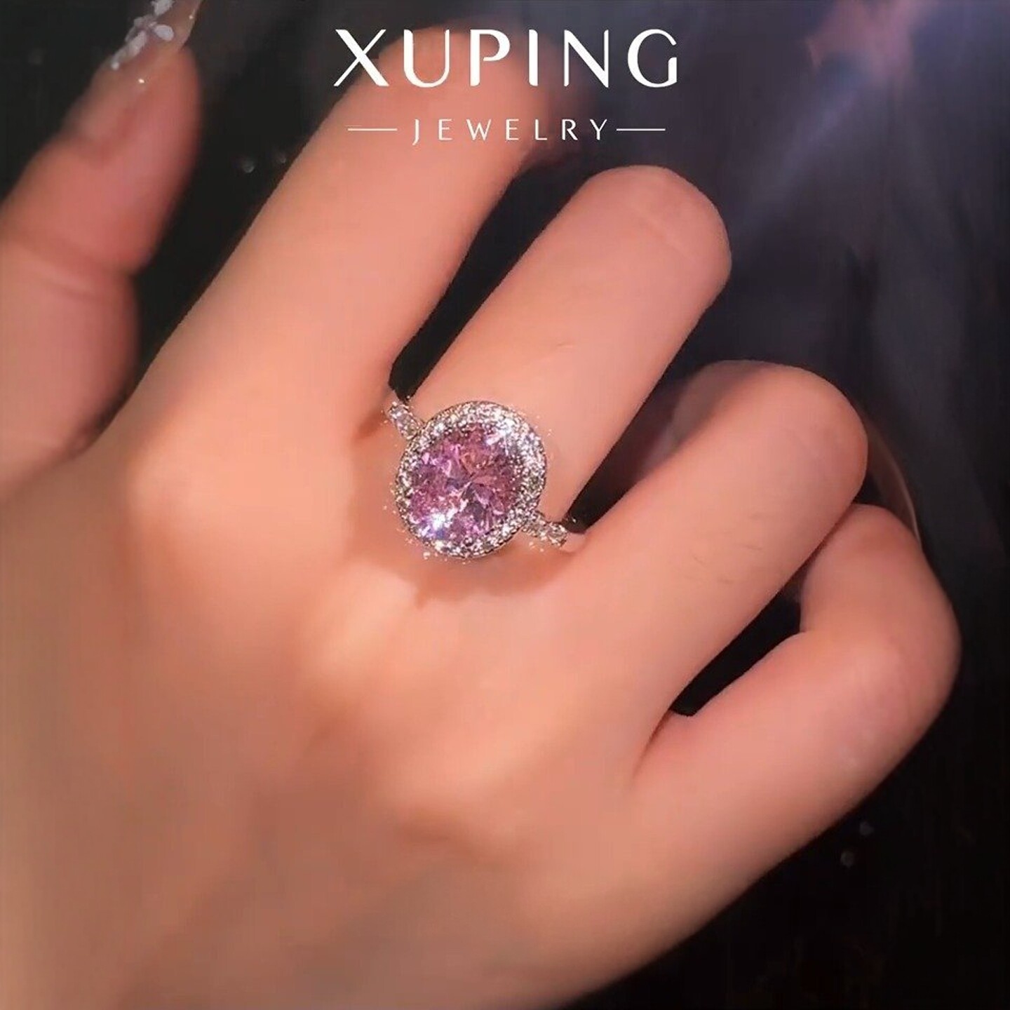 艳艳大蛋面鸽子蛋戒指女个性时尚轻奢高级感食指戒细闪璀璨指环