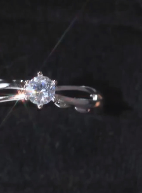 旭平【天使之翼】简约通勤六爪时尚简约假双层易搭单石戒指