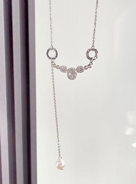 旭平蛋面鸽子蛋流苏仿珍珠项链高级感时尚精致轻奢易搭锁骨链