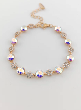 旭平绿野仙踪仿水晶圆饼手链女新款轻奢小众气质时尚易搭手饰