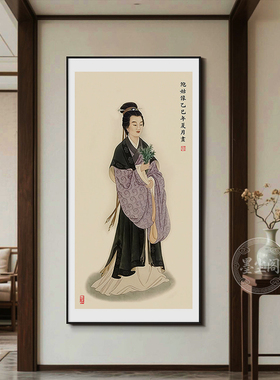 新中式古代名医鲍姑葛洪画像中医馆药店诊所挂画理疗养生馆装饰画