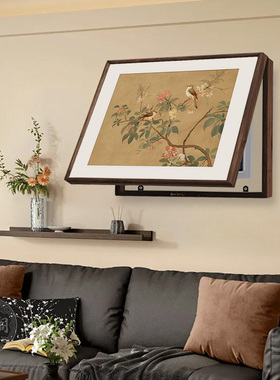 中古风花鸟实木框电表箱画百蝶图新中式餐厅禅意遮挡配电箱装饰画