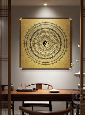 太极八卦图易经周易风水玄关装饰画阴阳罗盘镇宅道家禅意挂画木框