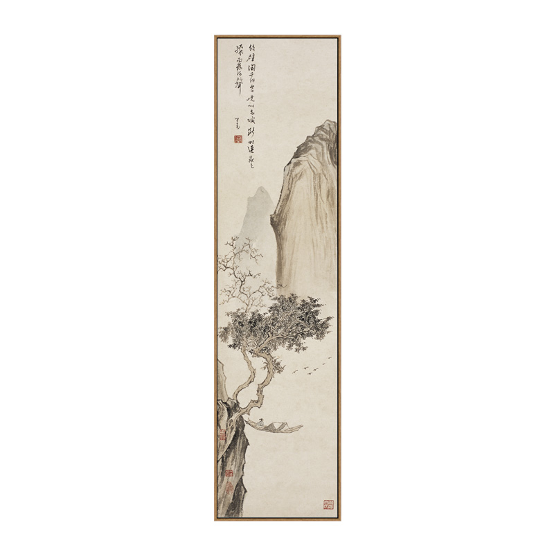 新中式山水画玄关竖版长条国画客厅过道挂画书房茶室装饰画古代画 - 图3