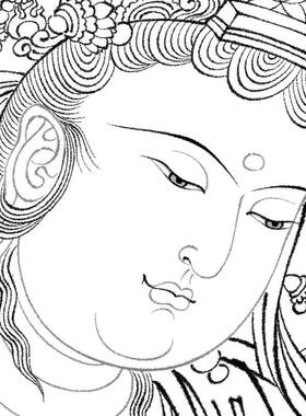 工笔画打印白描底稿竖幅榆林壁画佛像初学者临摹练习勾线宣纸过稿