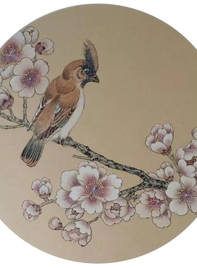 国画工笔画打印白描底稿圆形花鸟初学者临摹勾线练习